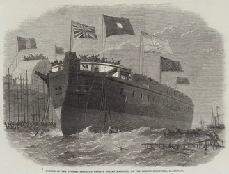 Varo della fregata corazzata turca Sultan Mahmoud, ai cantieri navali del Tamigi, Blackwall